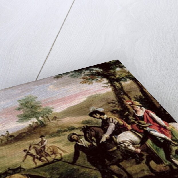 Don Quixote falls from his horse in front of the Dukes by Zacarias Gonzalez Velazquez