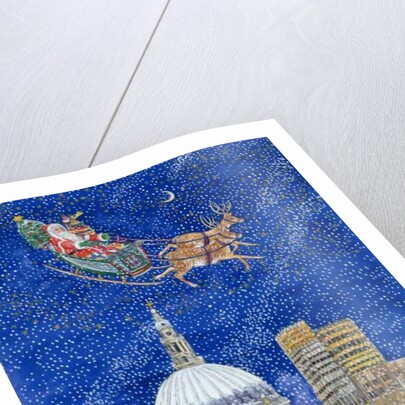 Father Christmas Flying over London by Catherine Bradbury