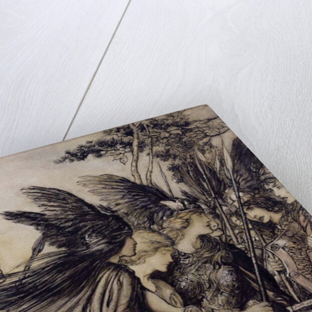 Brunnhilde Implores the Valkyries by Arthur Rackham