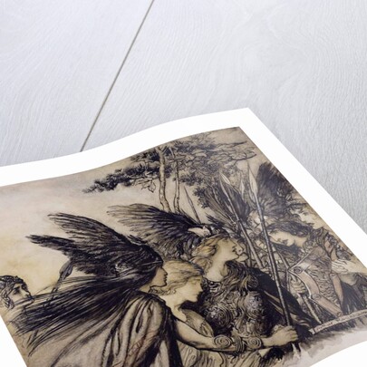 Brunnhilde Implores the Valkyries by Arthur Rackham
