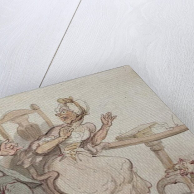 An Old Woman and her Dog Startled by Male Company by Thomas Rowlandson