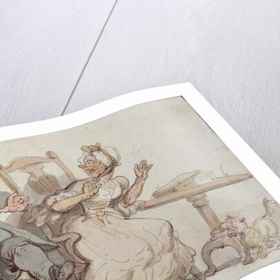 An Old Woman and her Dog Startled by Male Company by Thomas Rowlandson