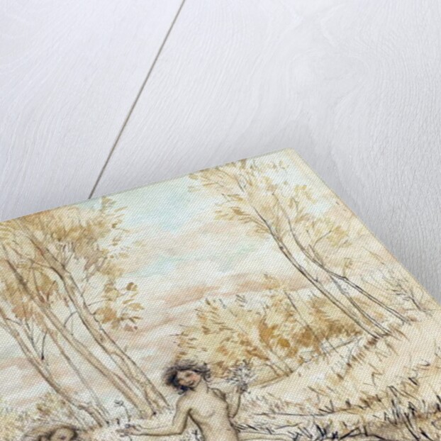 Three Wood Nymphs Gathering Flowers by Arthur Rackham