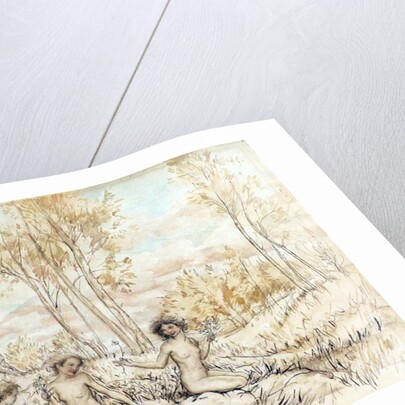 Three Wood Nymphs Gathering Flowers by Arthur Rackham