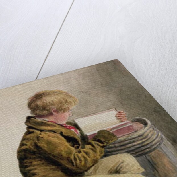 Little boy reading a book by William Henry Hunt