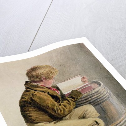 Little boy reading a book by William Henry Hunt