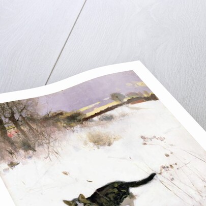 Cat Stalking over Snow, 1884 by Bruno Andreas Liljefors