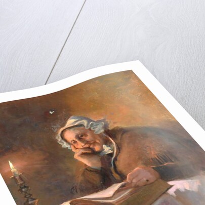 Portrait of an Old Woman Reading the Bible by Candlelight, 1896 by Arthur Netherwood