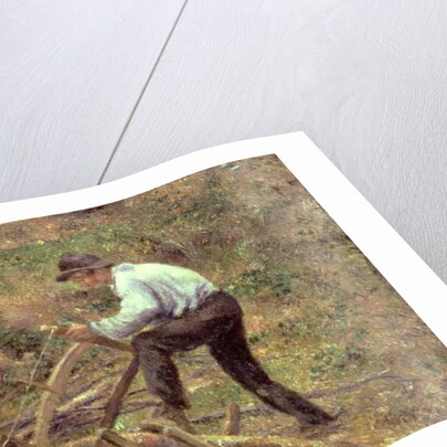 Pere Melon Sawing Wood, Pontoise, 1879 by Camille Pissarro