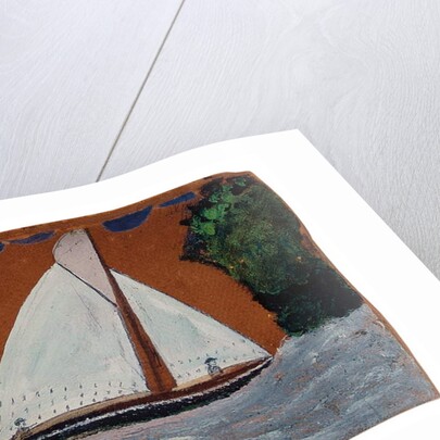 Sailboat with brown sky, 1930 by Alfred Wallis