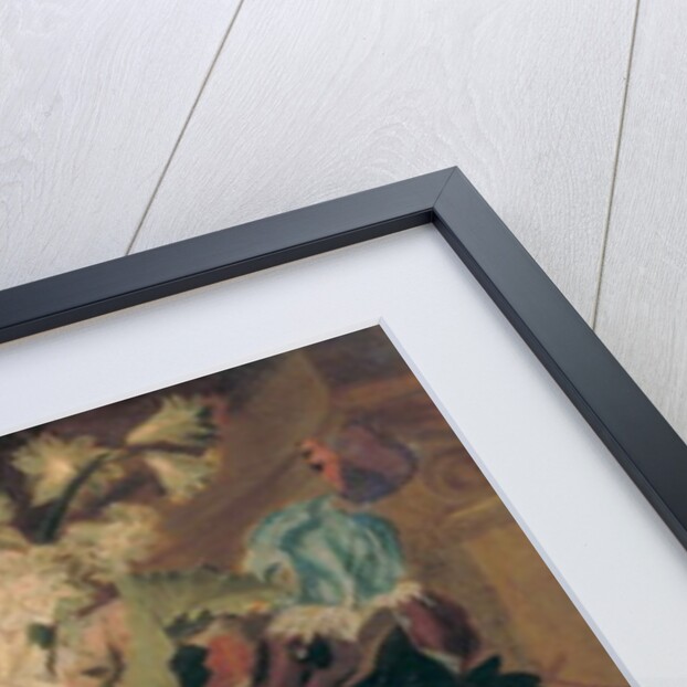 Flowers in a terracotta vase decorated with putti, with fruits, butterflies, a bluebottle, a snail, a spider and four chicks in a nest on a ledge by Jan Frans (circle of) Eliaerts