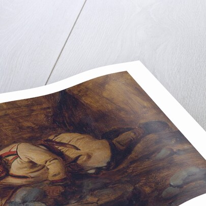 A Laplander Asleep by a Fire by Francois Auguste Biard