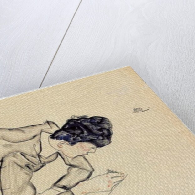 Erich Lederer drawing on the floor, 1912 by Egon Schiele