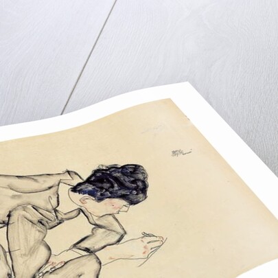 Erich Lederer drawing on the floor, 1912 by Egon Schiele