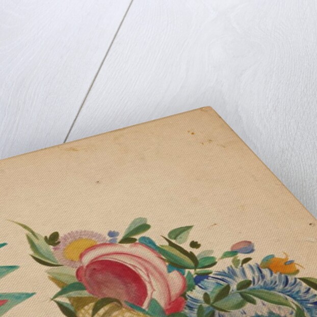 Textile design with basket of flowers by Sergei Vasil'evich Chekhonin