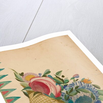 Textile design with basket of flowers by Sergei Vasil'evich Chekhonin