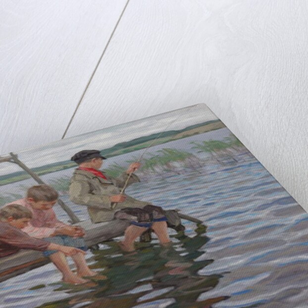 Boys Fishing off a Pier by Nikolai Petrovich Bogdanov-Belsky