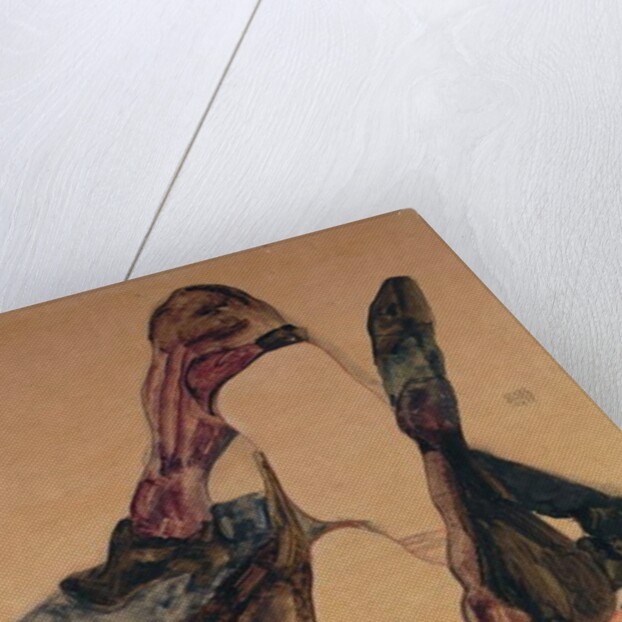 Woman with Raised Leg and Purple Stockings; Frau mit Erhobenem Bein und Lila Strumpfen, 1911 by Egon Schiele