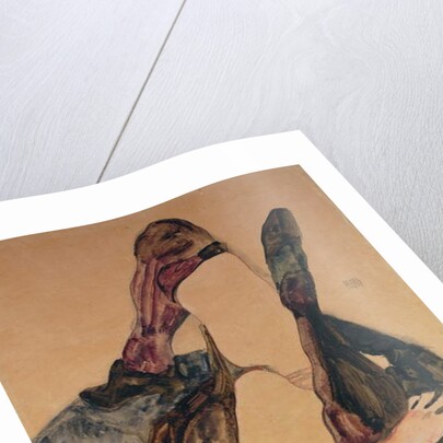 Woman with Raised Leg and Purple Stockings; Frau mit Erhobenem Bein und Lila Strumpfen, 1911 by Egon Schiele