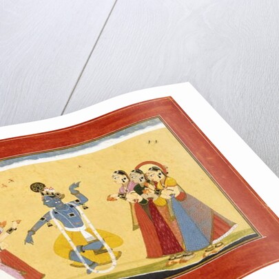 Krishna Dancing Before the Cowgirls as they Clap their Hands, c.1730-1735 by Manaku