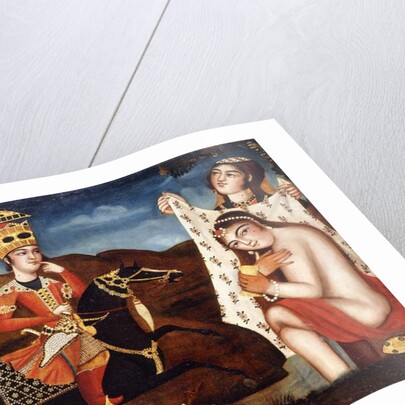 Khusraw Discovering Shirin Bathing, c. 1840 by School Qajar