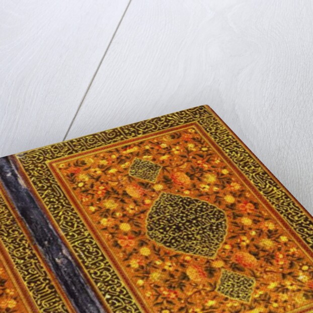 A Qajar Qur'an binding, painted with a floral design and a medallion containing a thuluth inscription, c. 1801-2 by Persian School