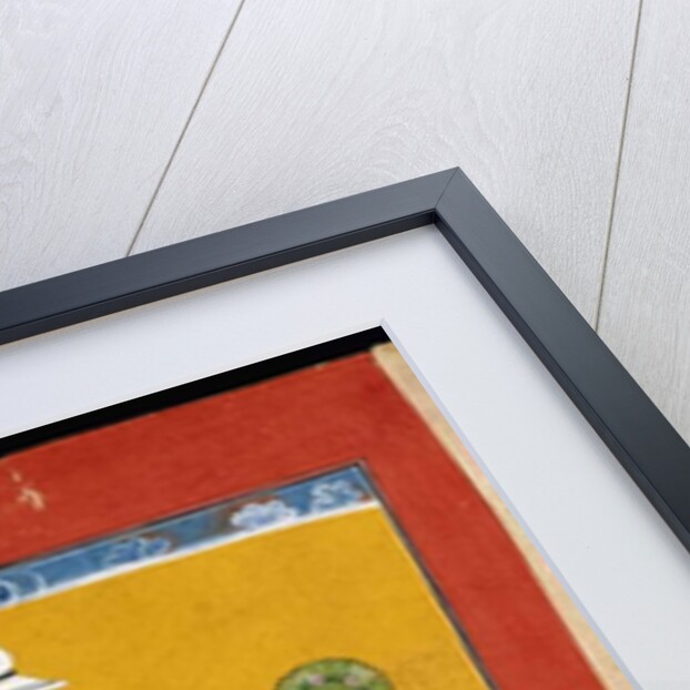 Rukmini offering water to the sage Narada while her consort Krishna sits in her house, c.1725-1730 by Indian School