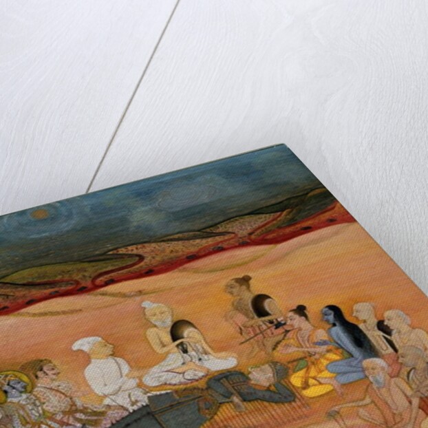 The Death of Bhishma, Mortally Wounded by Arjuna's Numerous Arrows, c.1760-1770 by Indian School