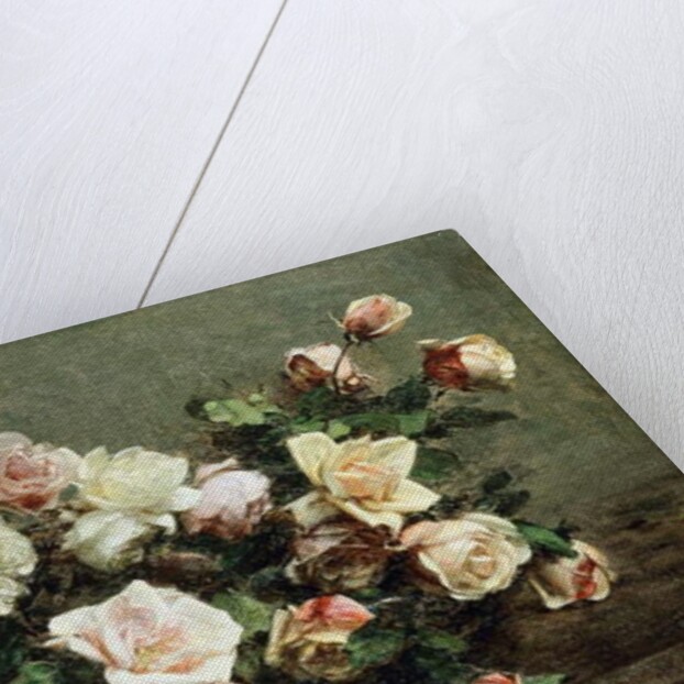 Vase of White Roses on a Table; Vase de Roses Blanches et Roses sur la Table by Ignace Henri Jean Fantin-Latour