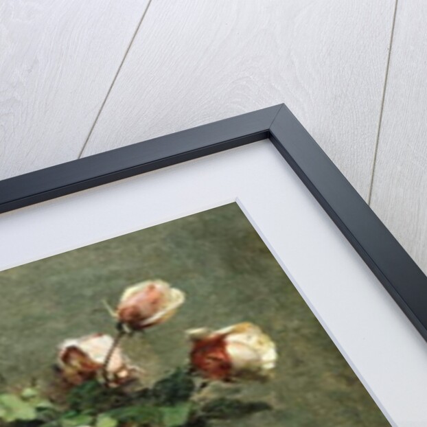 Vase of White Roses on a Table; Vase de Roses Blanches et Roses sur la Table by Ignace Henri Jean Fantin-Latour