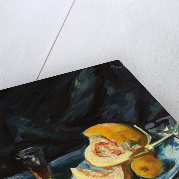 Still Life with Cut Melon, Glass and Fan, c. 1920 by George Leslie Hunter