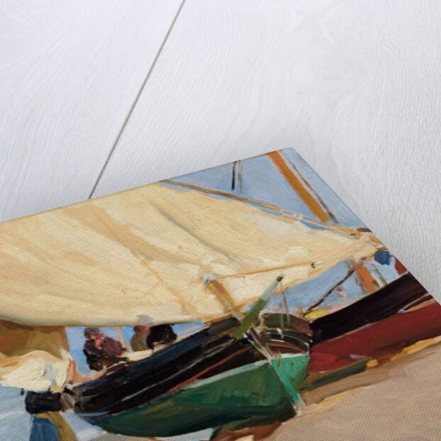 Fishermen, Stranded Boats, Valencia; Pescadores, barcas varadas, Valencia, by Joaquin Sorolla y Bastida