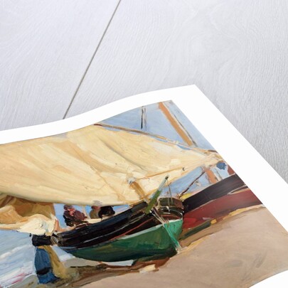 Fishermen, Stranded Boats, Valencia; Pescadores, barcas varadas, Valencia, by Joaquin Sorolla y Bastida