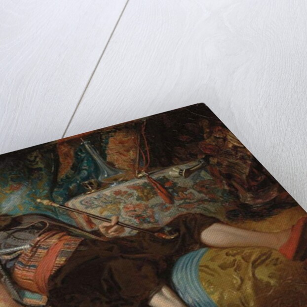 A Reclining Turk Smoking a Hookah, 1844 by Henri Baron