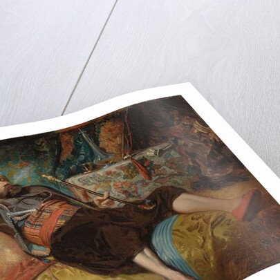 A Reclining Turk Smoking a Hookah, 1844 by Henri Baron