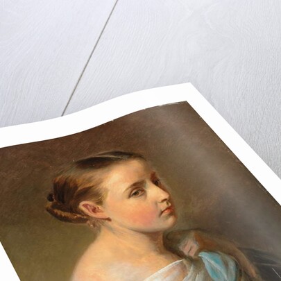 Portrait of a Girl, Head and Shoulders, Draped in a Blue and White Wrap, c.1850 by Franz Xaver Winterhalter