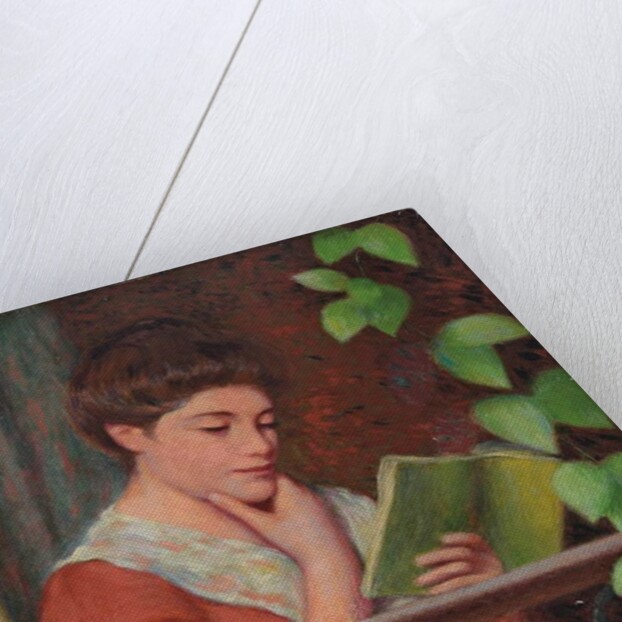 Reading al Fresco - Woman on the Balcony; Lettura al Fresco - Donna al Balcone by Federigo Zandomeneghi