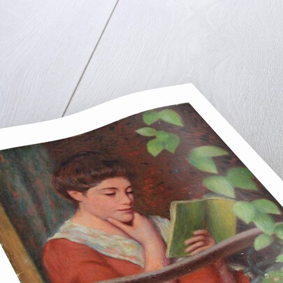 Reading al Fresco - Woman on the Balcony; Lettura al Fresco - Donna al Balcone by Federigo Zandomeneghi