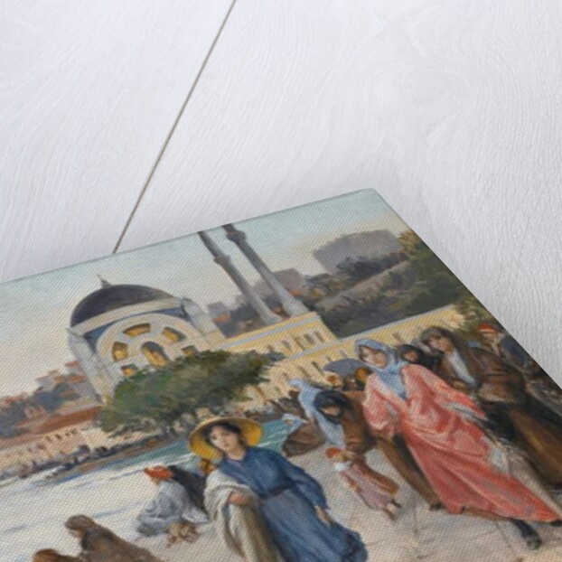 Mafalda on the Banks of the Bosphorus, the Dolmabahce Mosque in the Background by Fausto Zonaro