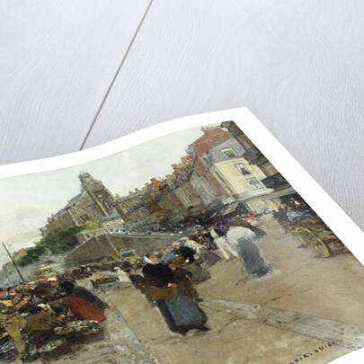 Marketplace by a Harbour by Luigi Loir