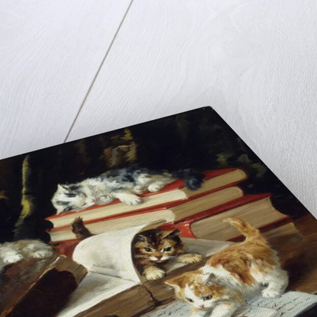 Kittens Playing on Desk by Alfred Brunel de Neuville