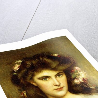 A Young Beauty with Flowers in her Hair, by Albert Lynch