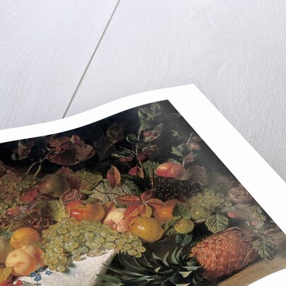 Fruit and flowers on a stone ledge, 1829 by George Lance