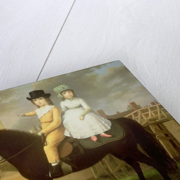 Two Children Seated On A Black Pony by Nathan Theodore Fielding