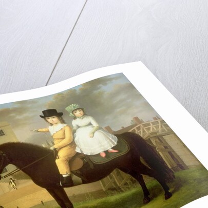 Two Children Seated On A Black Pony by Nathan Theodore Fielding