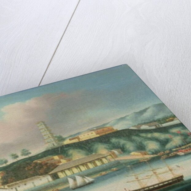 View of Whampoa Reach, with an English Barque, an American Ship and Sailing Boats by Anglo-Chinese School