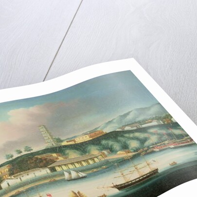 View of Whampoa Reach, with an English Barque, an American Ship and Sailing Boats by Anglo-Chinese School