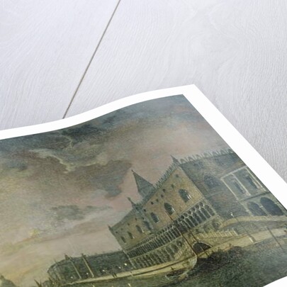 Moonlit View Of The Bacino Di San Marco, Venice, With The Doge's Palace by Henry Pether