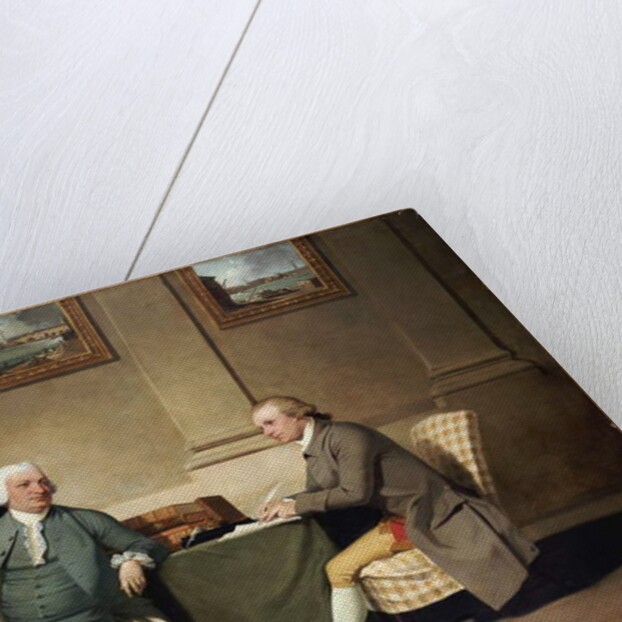 Group Portrait Of Sergeant-At-Arms Bonfoy, His Son, And John Clementson, Sen. by John Hamilton Mortimer