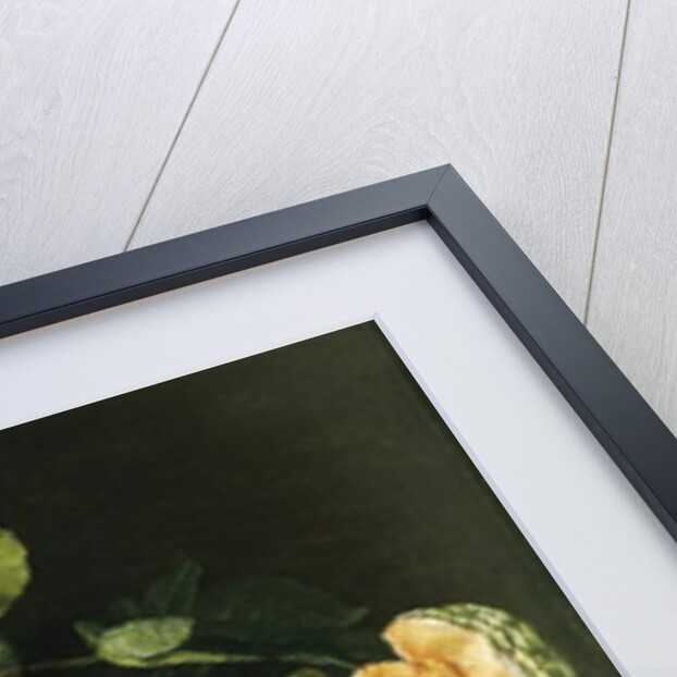 Pomegranates, melons, grapes, peaches, figs and other fruits on a stone ledge by Master of the Acquavella Still Life